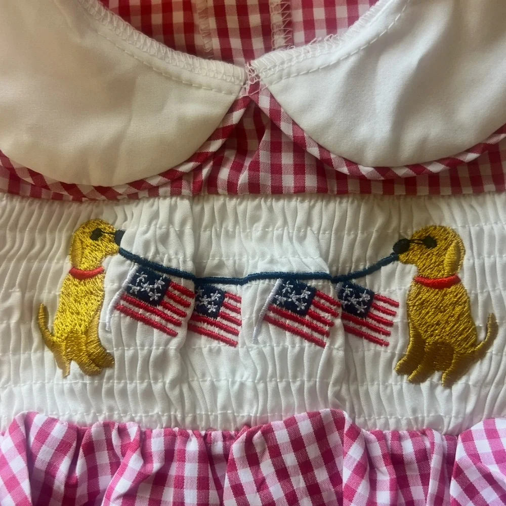 One piece, Vintage, Retro Checkered, 4th july dogs,, banner, new without  tags